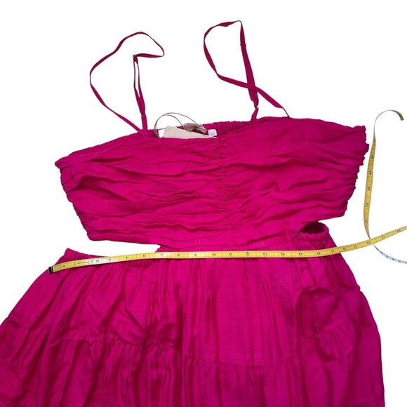 Anthropologie Let Me Be Cutout Tiered Maxi Dress Magenta Pink SZ L - Picture 8 of 10